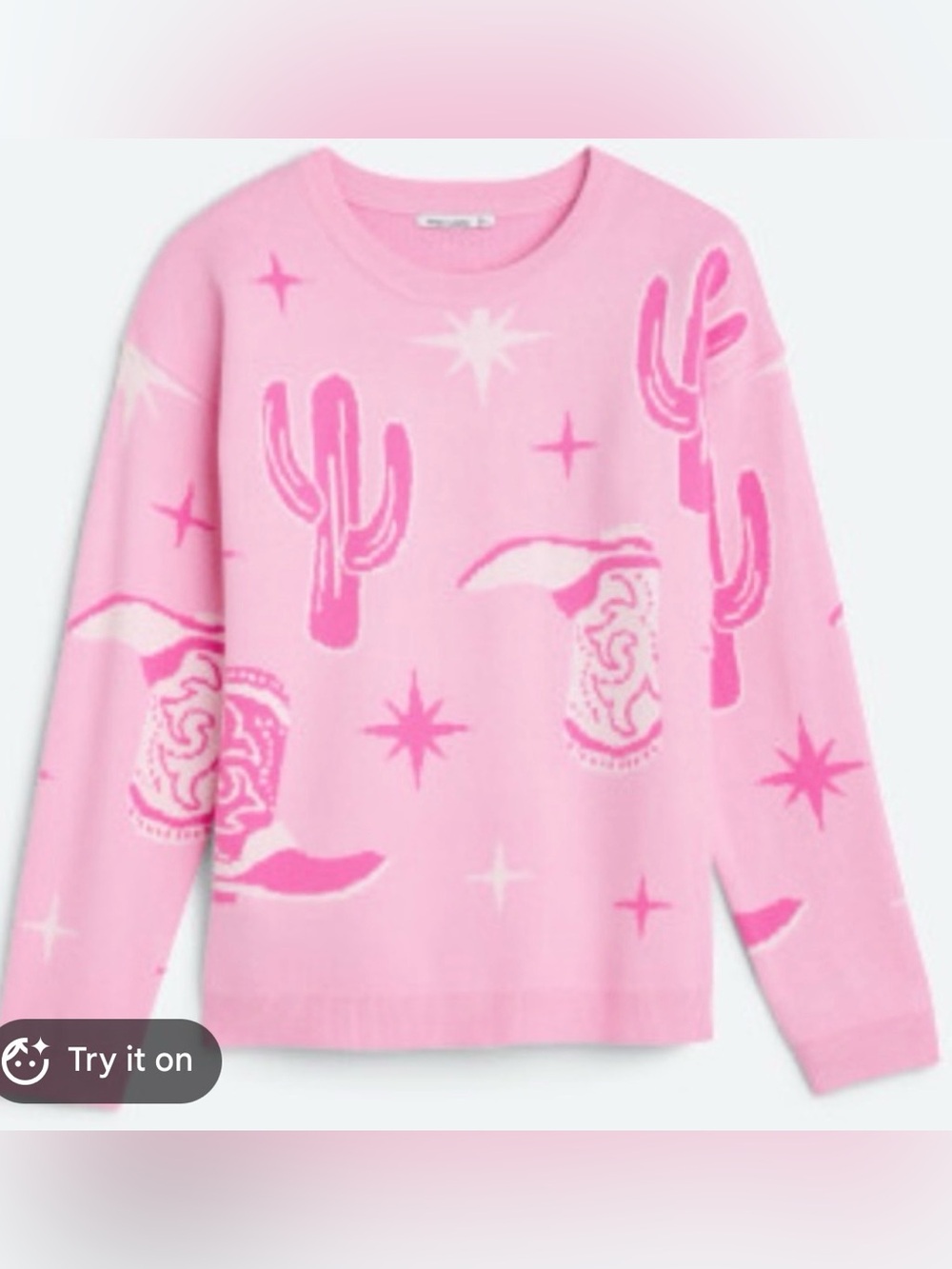 Pink Clover Pink Cactus Cowgirl Sweater
